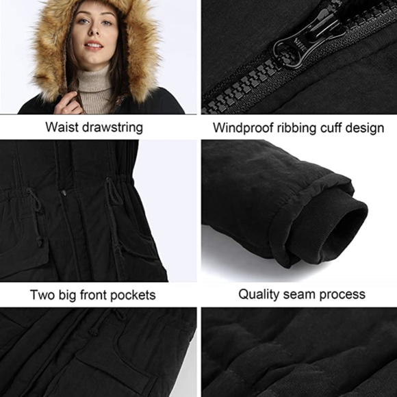 iloveSIA Women's Warm Winter Fur-lined Coat Parka Jacket Sm/Med - Picture 5 of 8